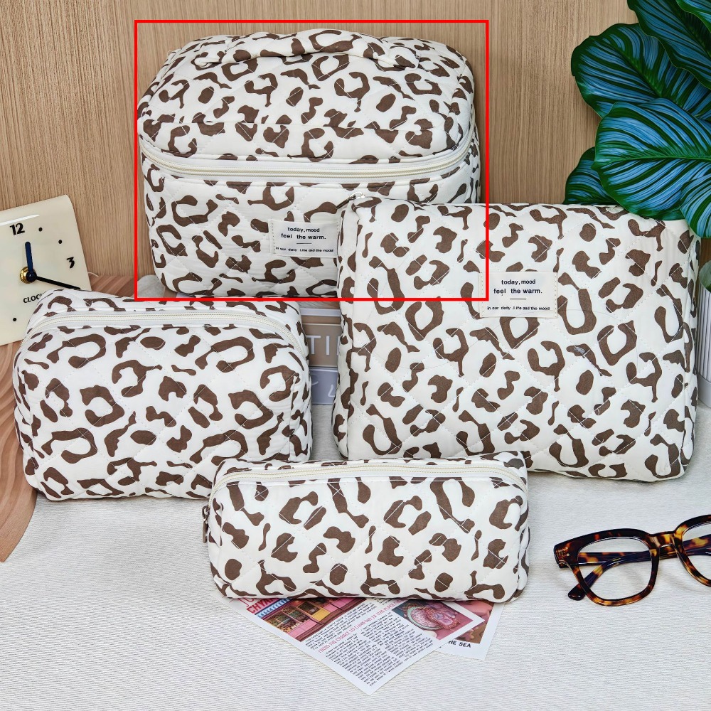 Beauty Makeup Vanity - Quilted Cotton Handheld Makeup Bag Large