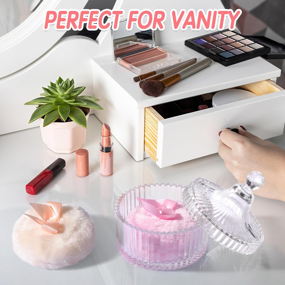 Powder Puff with Glass Storage - Beauty Makeup Tool Collection recension och pris