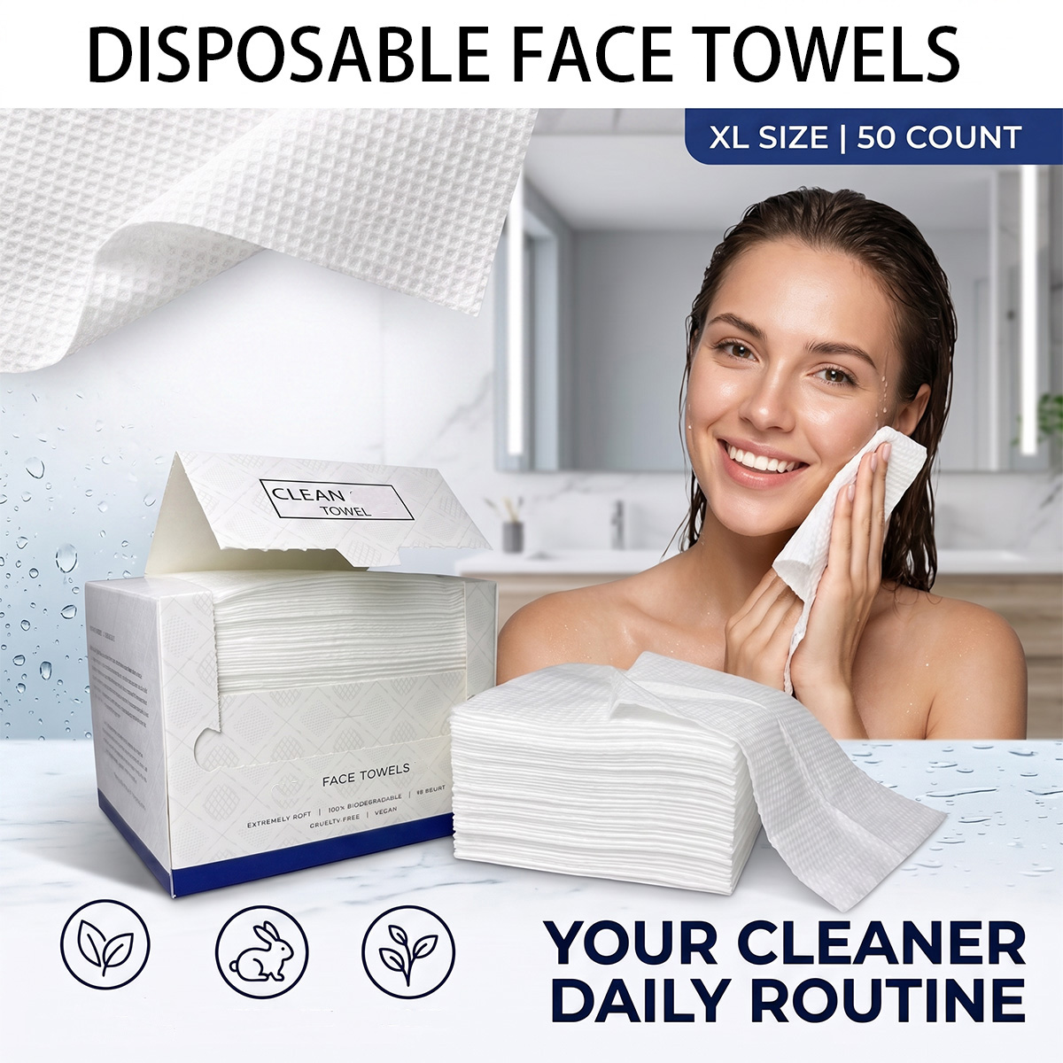 50Pcs/Box Disposable Face Towe - Beauty Makeup Vanity recension och pris
