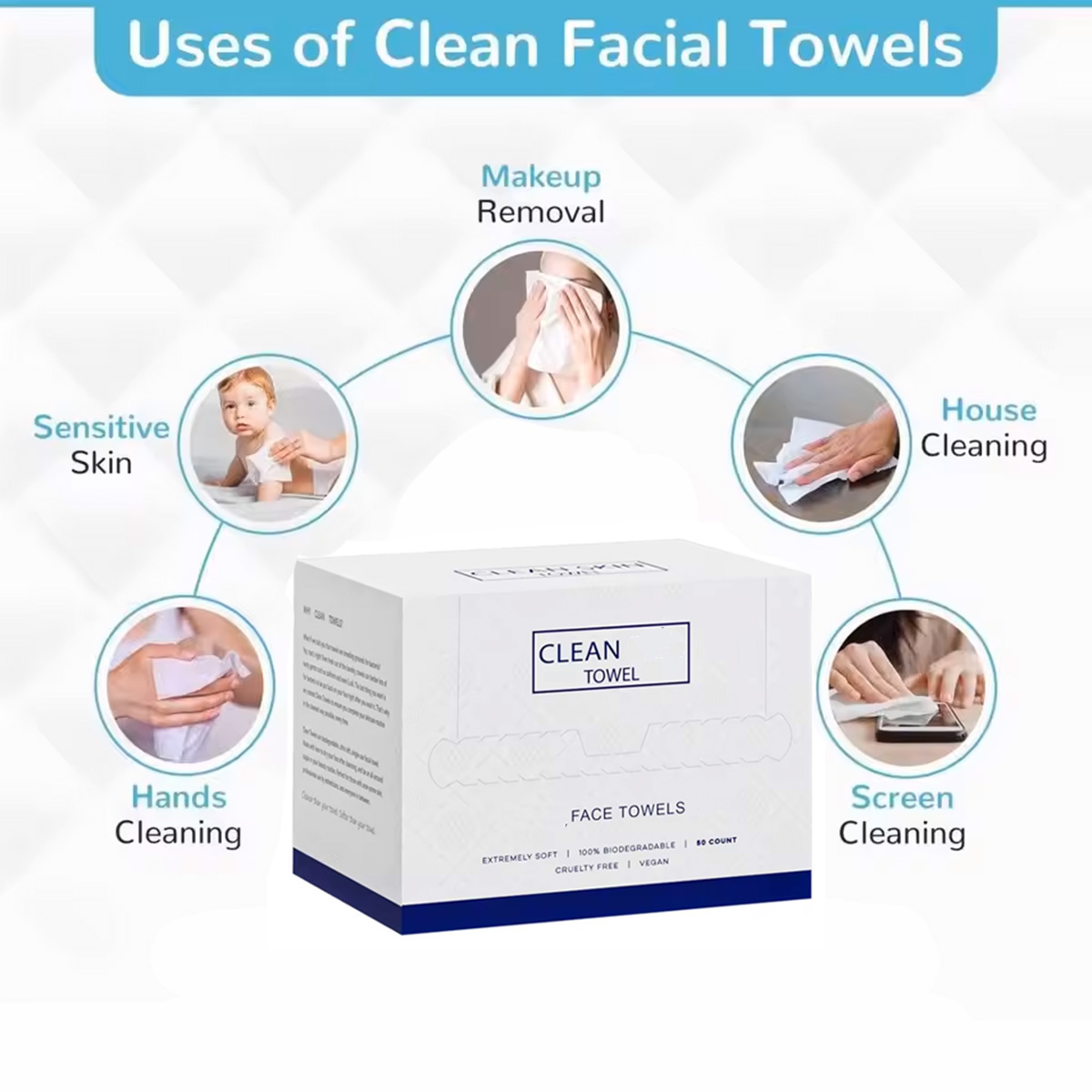 50Pcs/Box Disposable Face Towe - Beauty Makeup Vanity recension och pris