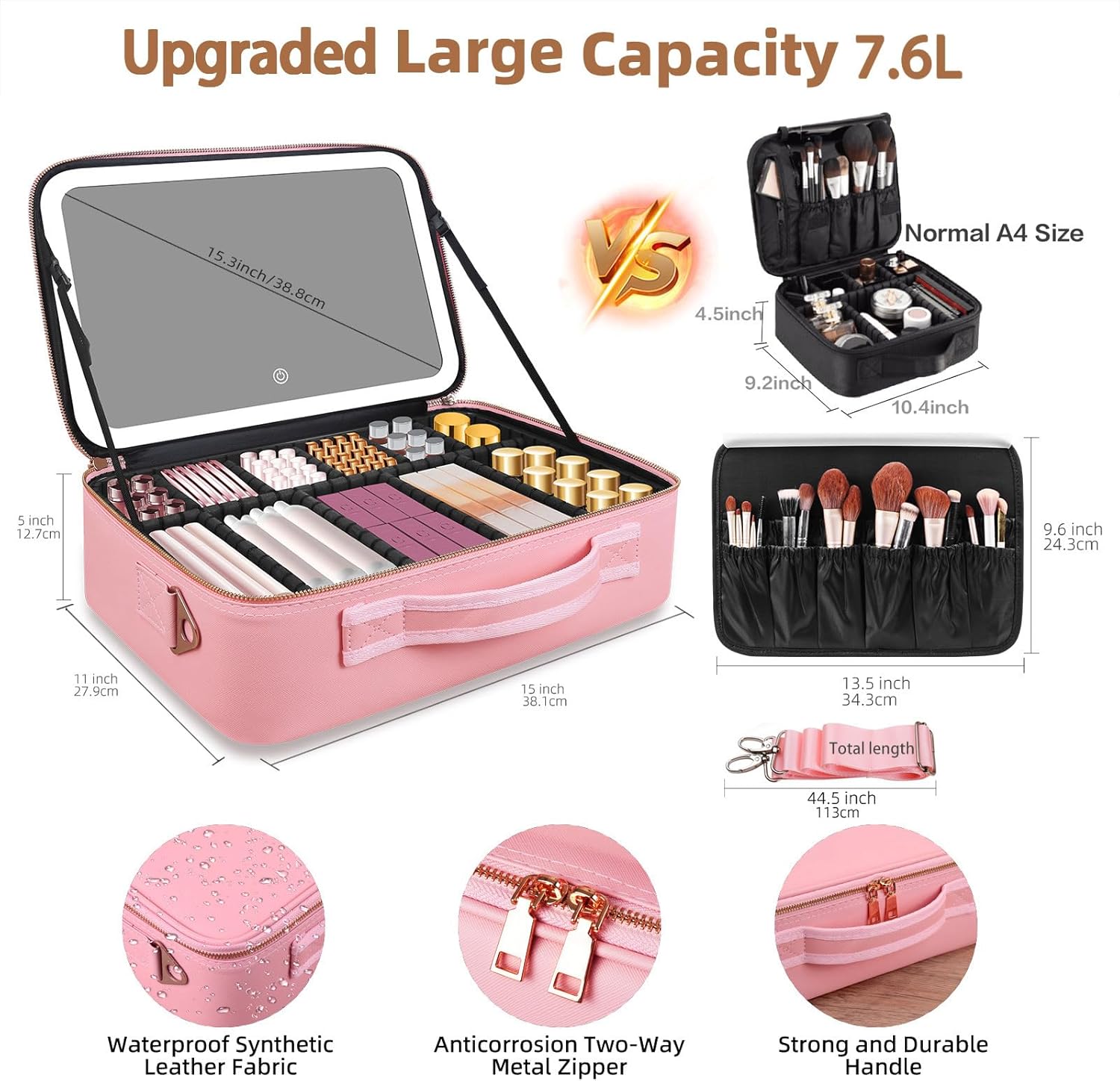 Large Capacity Makeup Bag 15'' - Beauty Makeup Vanity recension och pris